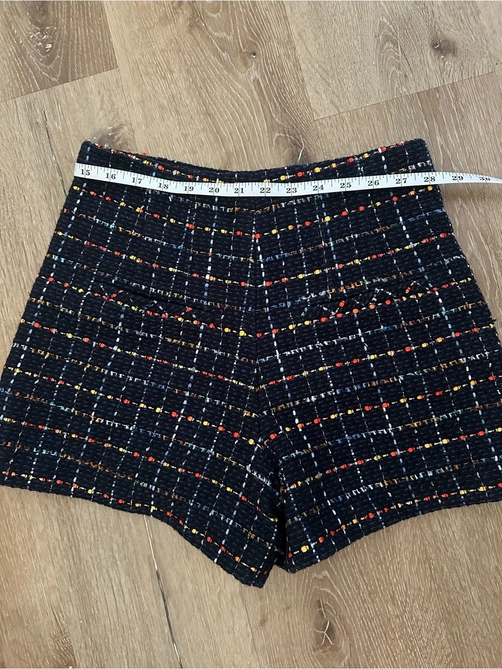 Veronica Beard Navy Blue Tweed Short with Multicolored Threads